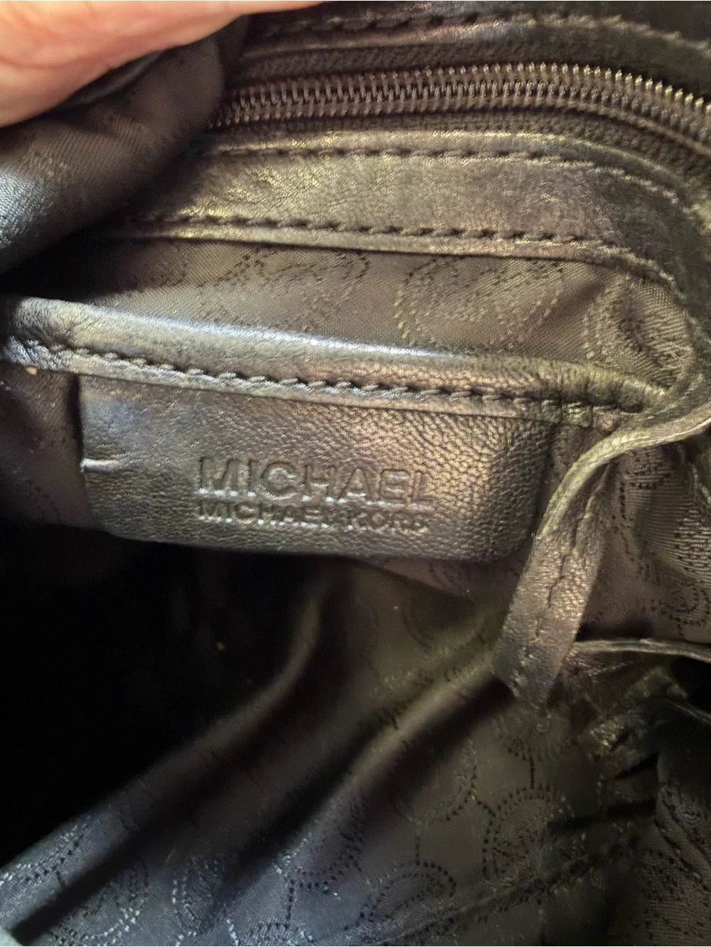 Michael Kors Black Leather Shoulder Bag with Gold Hardware